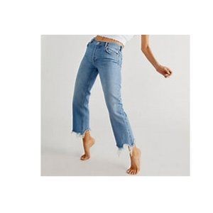 Free People Maggie Mid Rise Straight Leg Jeans Sequoia Blue 29